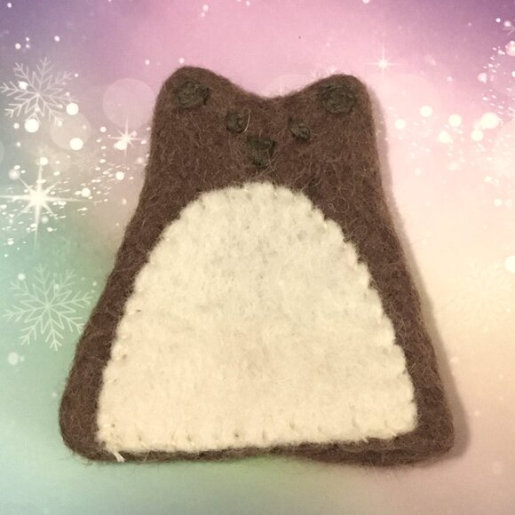 Handmade Felted Wool Bear Egg Cozy with Metal Egg Cup - Picture 3 of 13